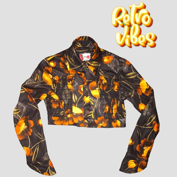 Vintage Orange Poppy Crop Top - Picture 1 of 8